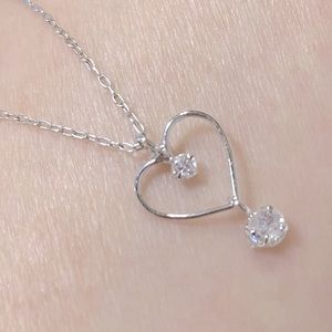 Silver Heart Pendant Delicate Necklace